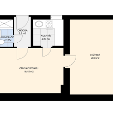 Pronájem bytu 2+1 46 m2, Lišov